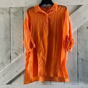 Orange Button-Up Tunic